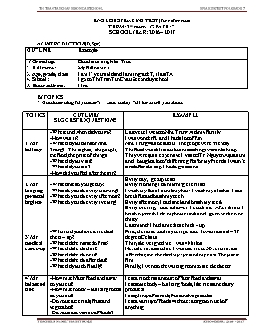 Đề kiểm tra nói học kì II Tiếng anh lớp 7 - Năm học 2016-2017 - Trường THCS Thị Trấn Tân Châu